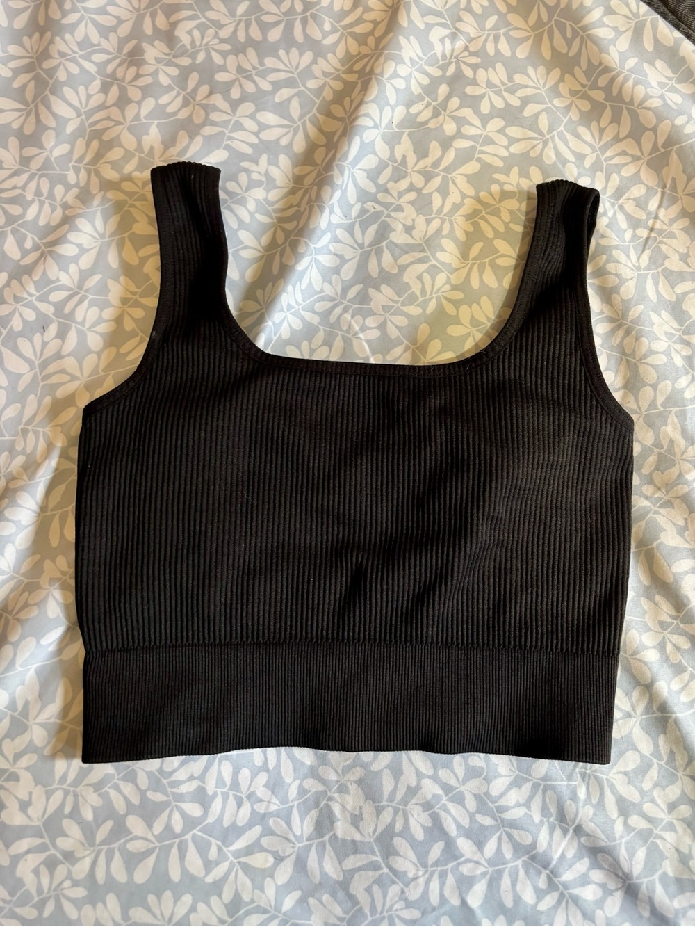 Kohl's Black Ribbed Square-Neck Crop Tank